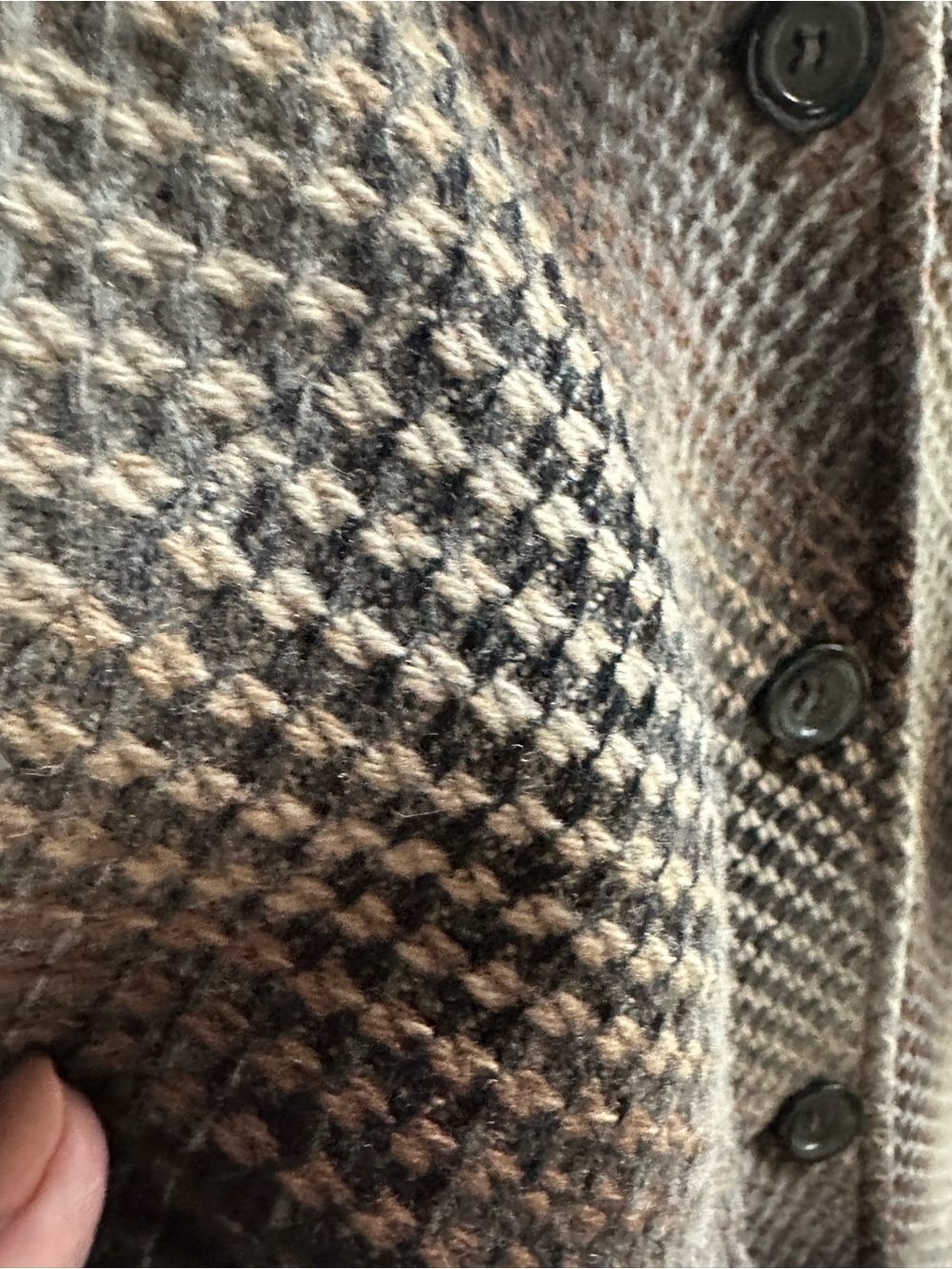 Pendleton Brown Beige Plaid Wool Pea Coat - Picture 7 of 11
